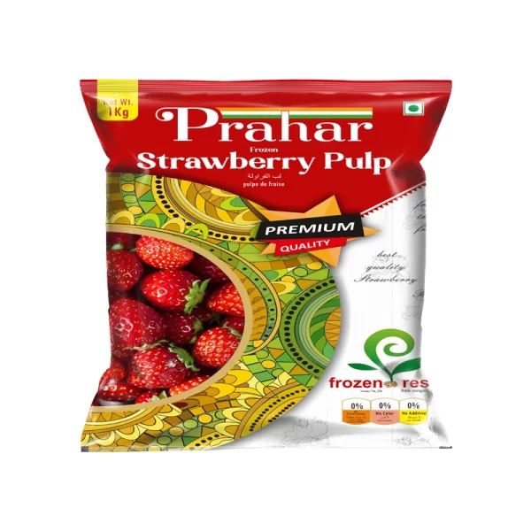 Prahar Food 1kg Strawberry Pulp Frozen Packet